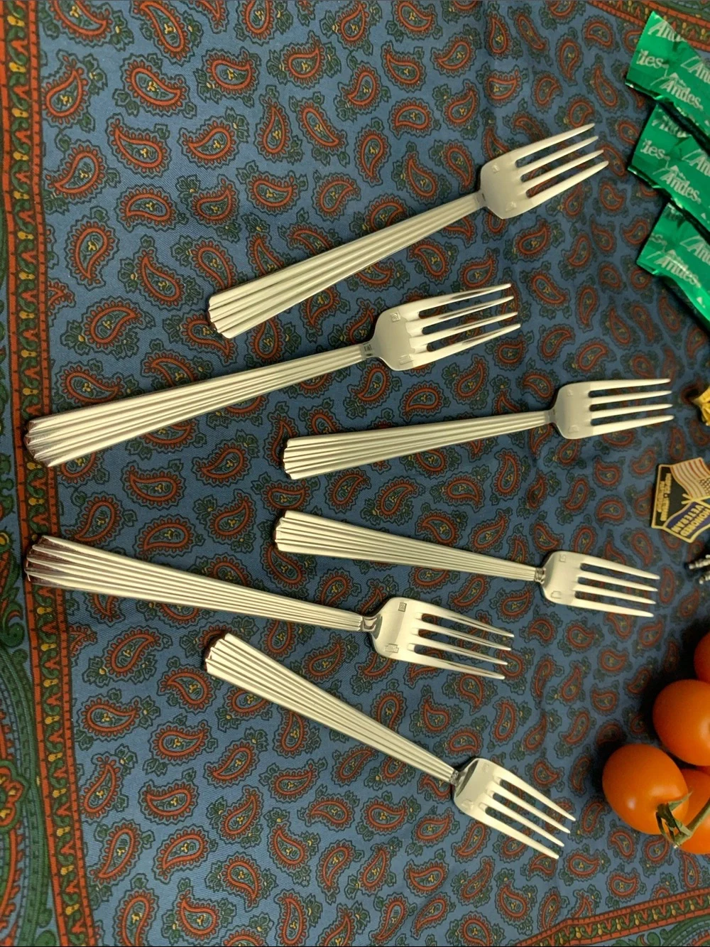 Oneida’s SANT ANDREA Viotti pattern Stainless Steel Appetizer Forks - Set of 6